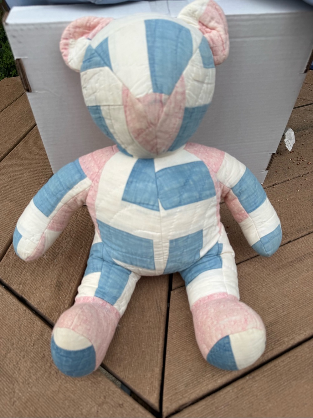 Vintage Handmade Patchwork Quilted Teddy Bear Stuffed Animal Plush